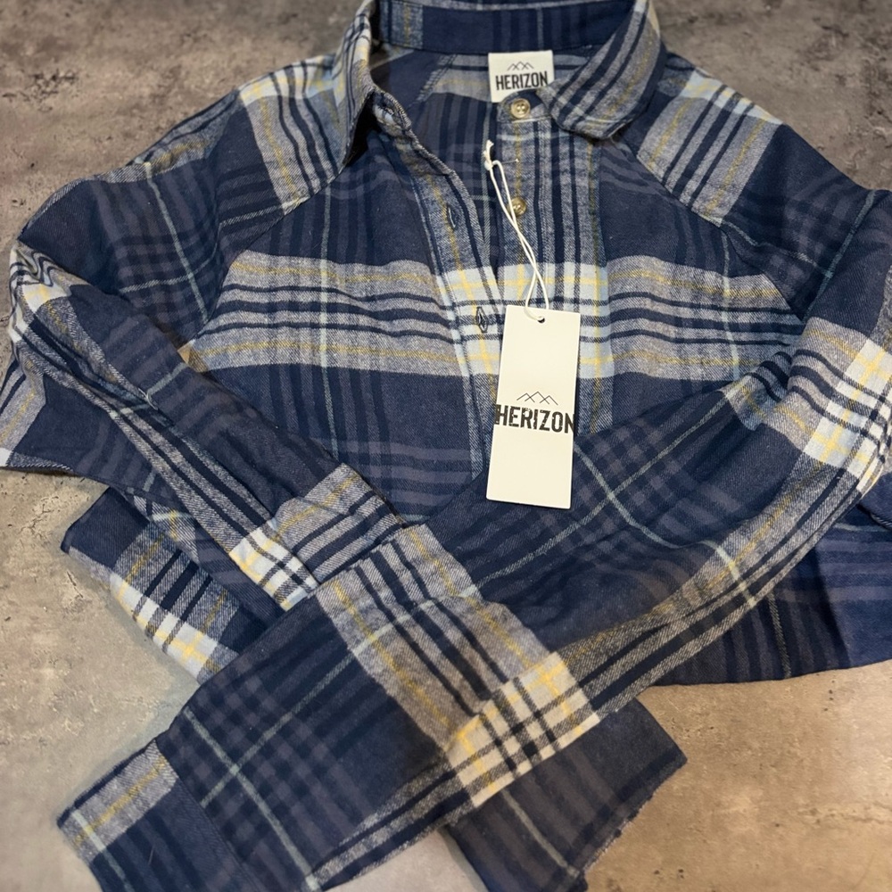 Herizon Blue Plaid Women's Button Down Shirt